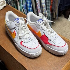 Nike Air Force 1 shadow Sneakers - White with Red and Yellow Accents